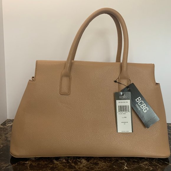 NWT Leather BCBG Satchel in Stone - Picture 3 of 7
